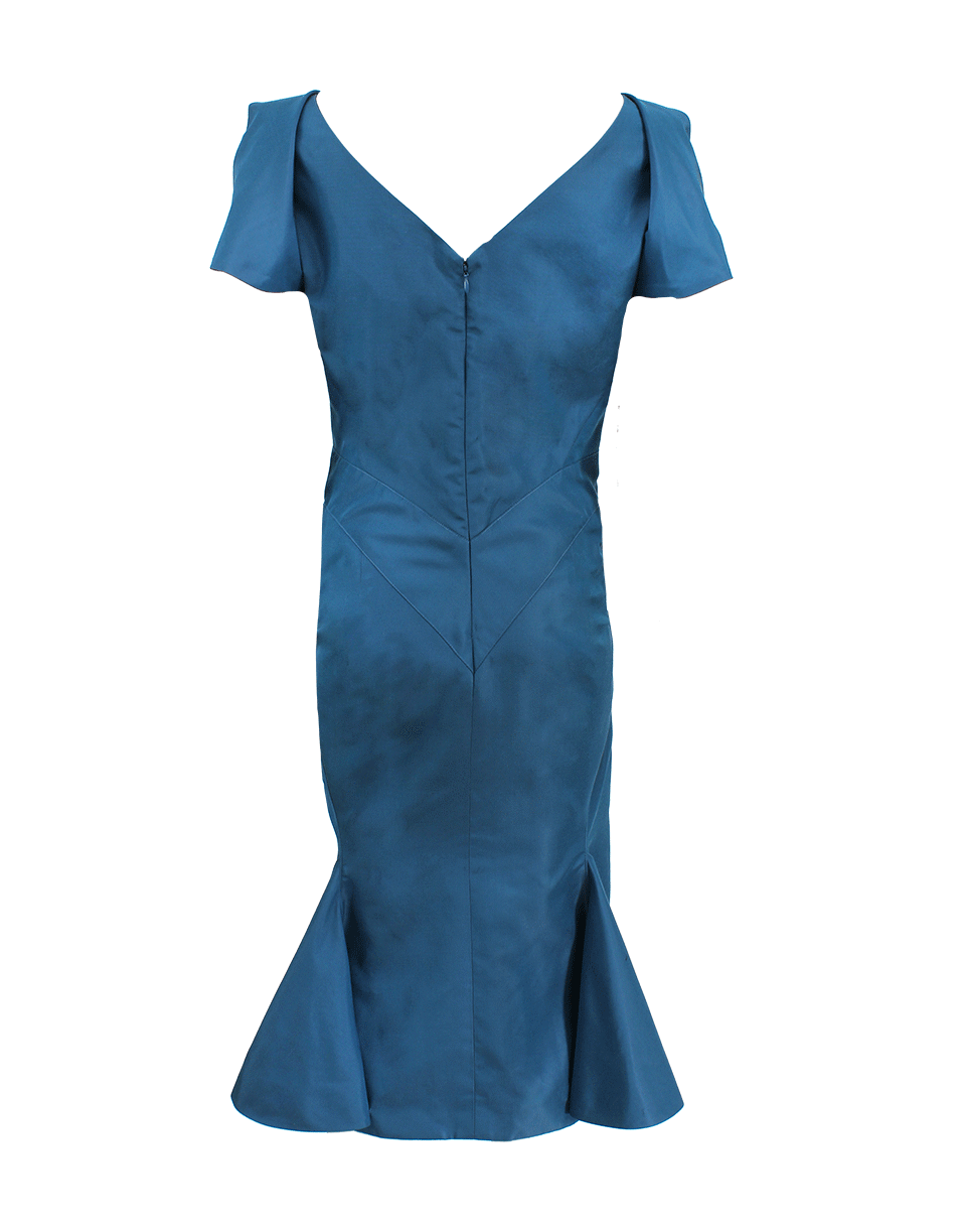 ZAC POSEN-Flounce Bottom Fitted Dress-