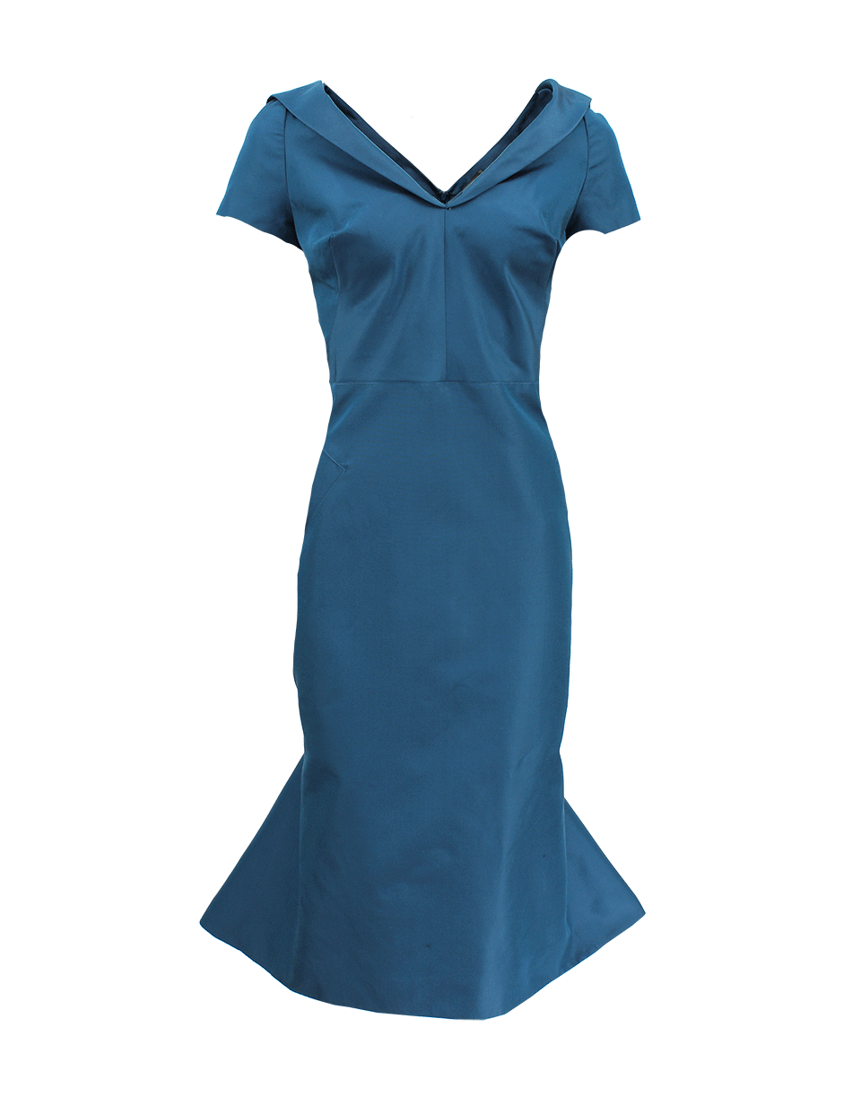 ZAC POSEN-Flounce Bottom Fitted Dress-