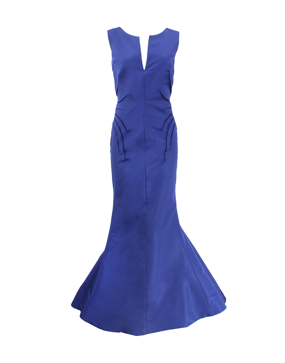 ZAC POSEN-V-Neck Gown-INDIGO