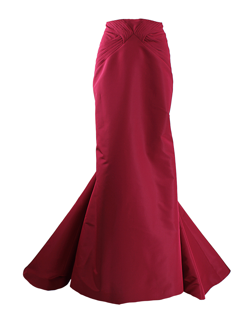 ZAC POSEN-Twisted Seam Long Skirt-TUSCNRED