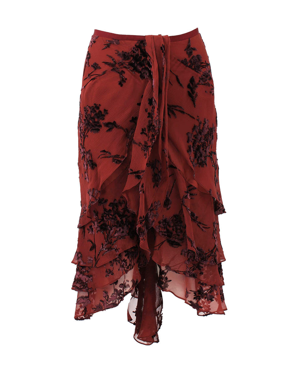 ZAC POSEN-Layered Floral Burnout Skirt-