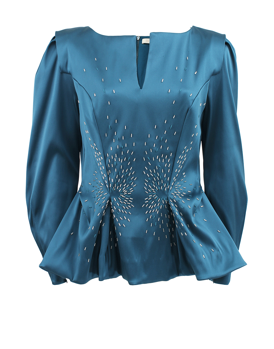 ZAC POSEN-Bell Sleeve Sequin Embroidered Top-