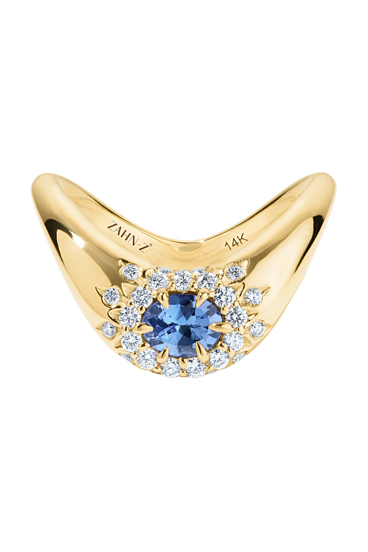 Blue Sapphire Diamond Petite Halo Ring-YELLOW GOLD-6.5-JEWELRYFINE JEWELRING-ZAHN-Z