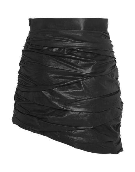 ZEYNEP ARCAY-Black Draped Mini Leather Skirt-