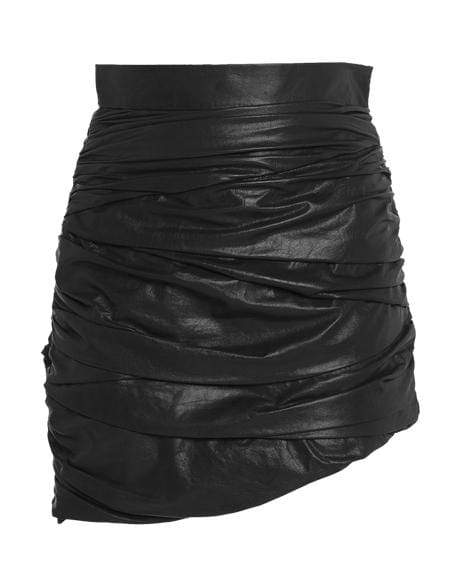 ZEYNEP ARCAY-Black Draped Mini Leather Skirt-