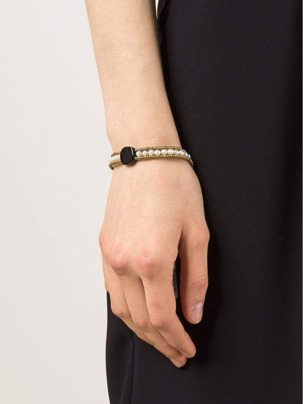 ZIIO-Polis Mini Multi-Beaded Pearl Bracelet-BLACK