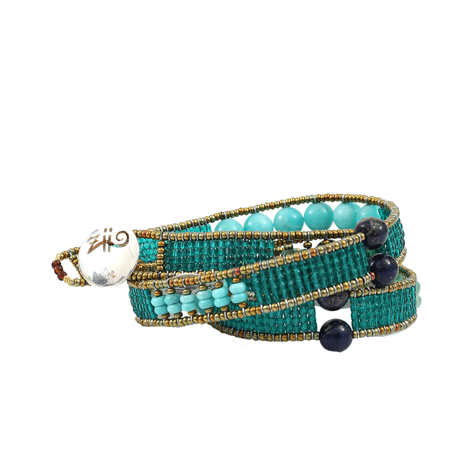 ZIIO-Boa Emeraude Long Beaded Bracelet-TURQ