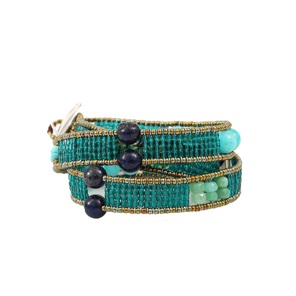 ZIIO-Boa Emeraude Long Beaded Bracelet-TURQ