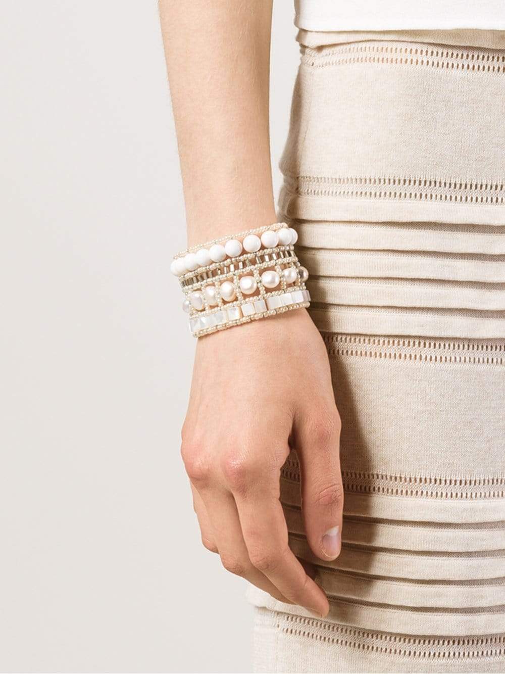 ZIIO-Nil Nacre Multi-Beaded Bracelet-WHITE