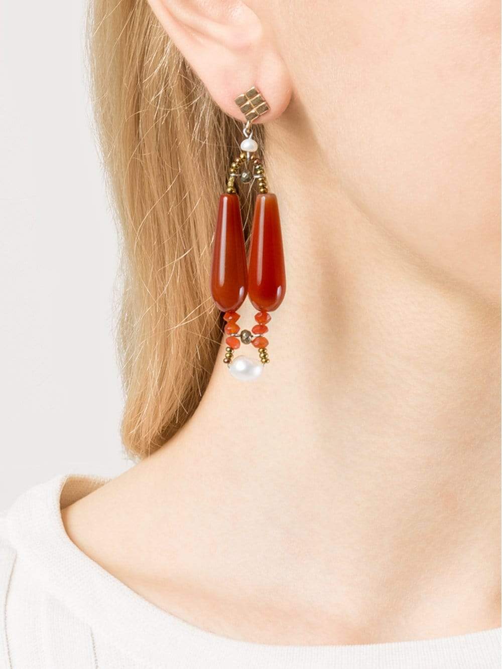 ZIIO-Incas Small Murano Bead Earrings-ORANGE