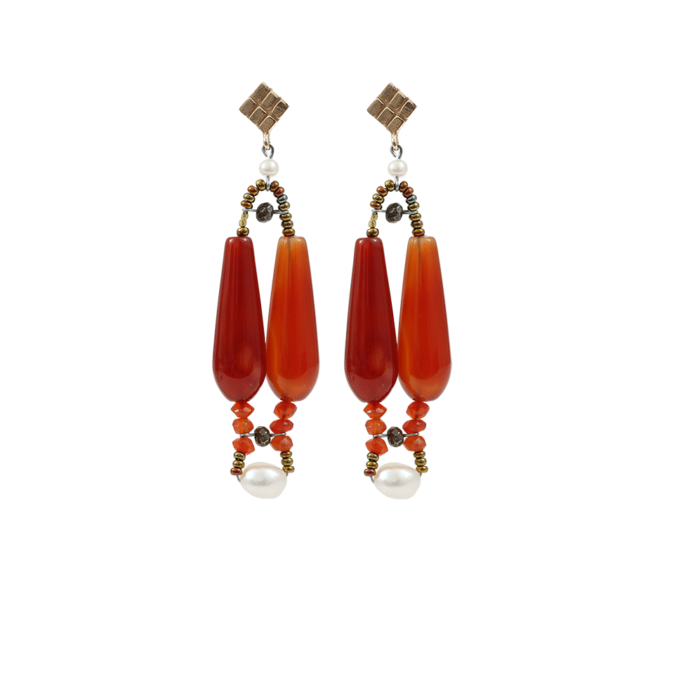 ZIIO-Incas Small Murano Bead Earrings-ORANGE