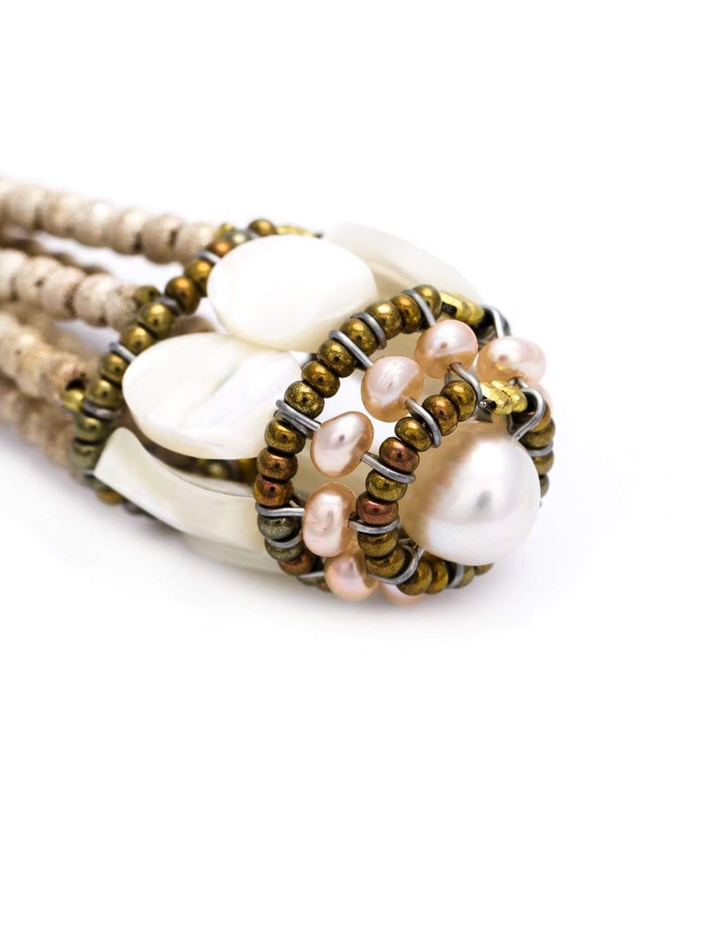ZIIO-Swing White Tassel Earrings-PEARL