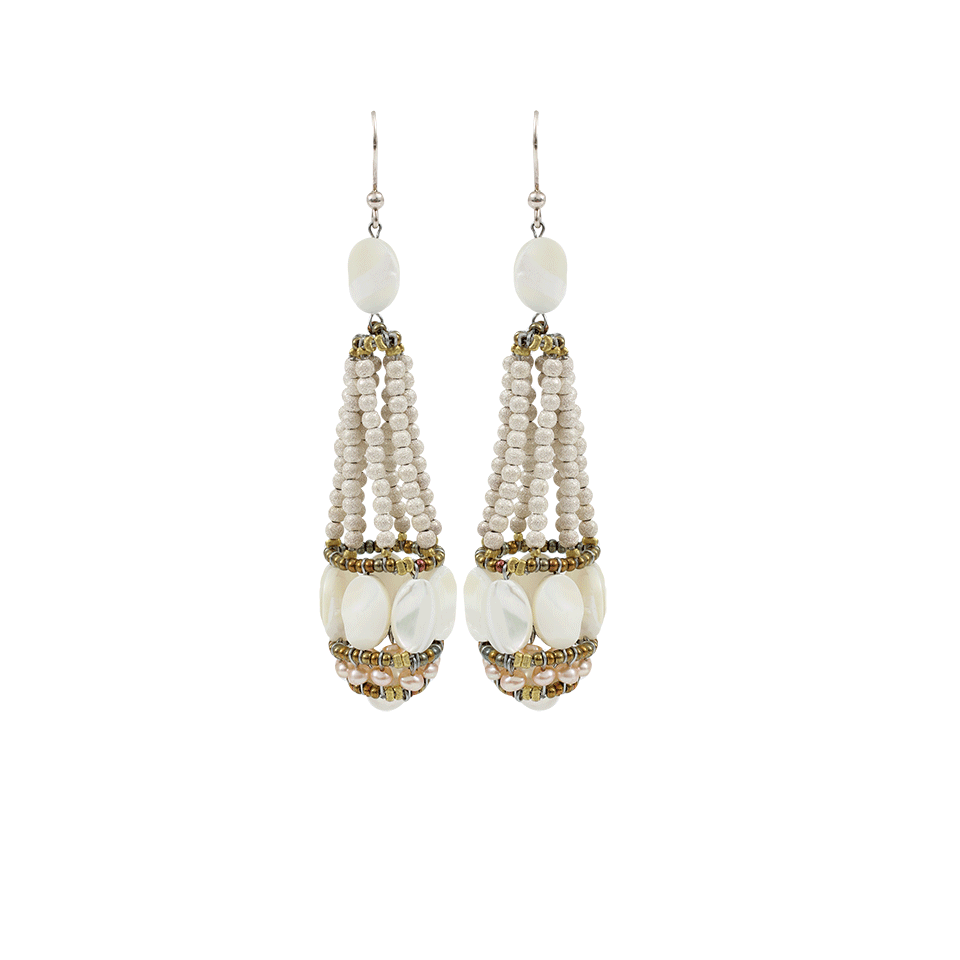 ZIIO-Swing White Tassel Earrings-PEARL