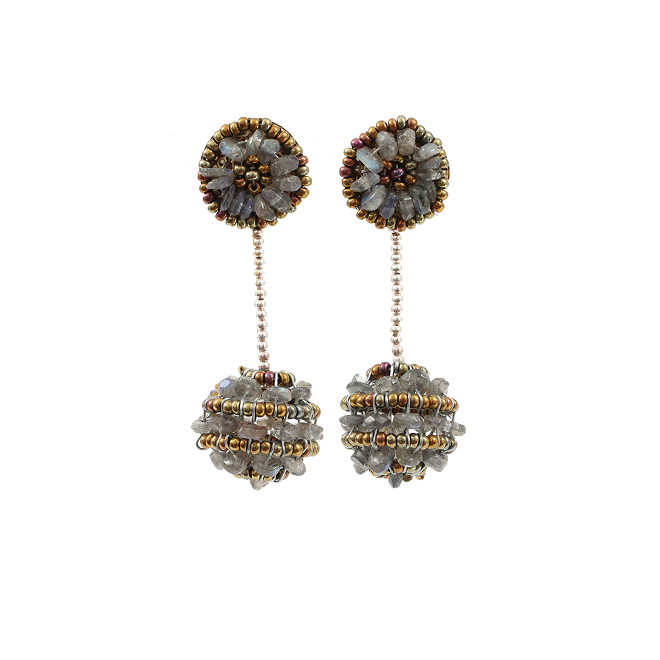 ZIIO-Small Labradorite Bead Drop Earrings-SILVER