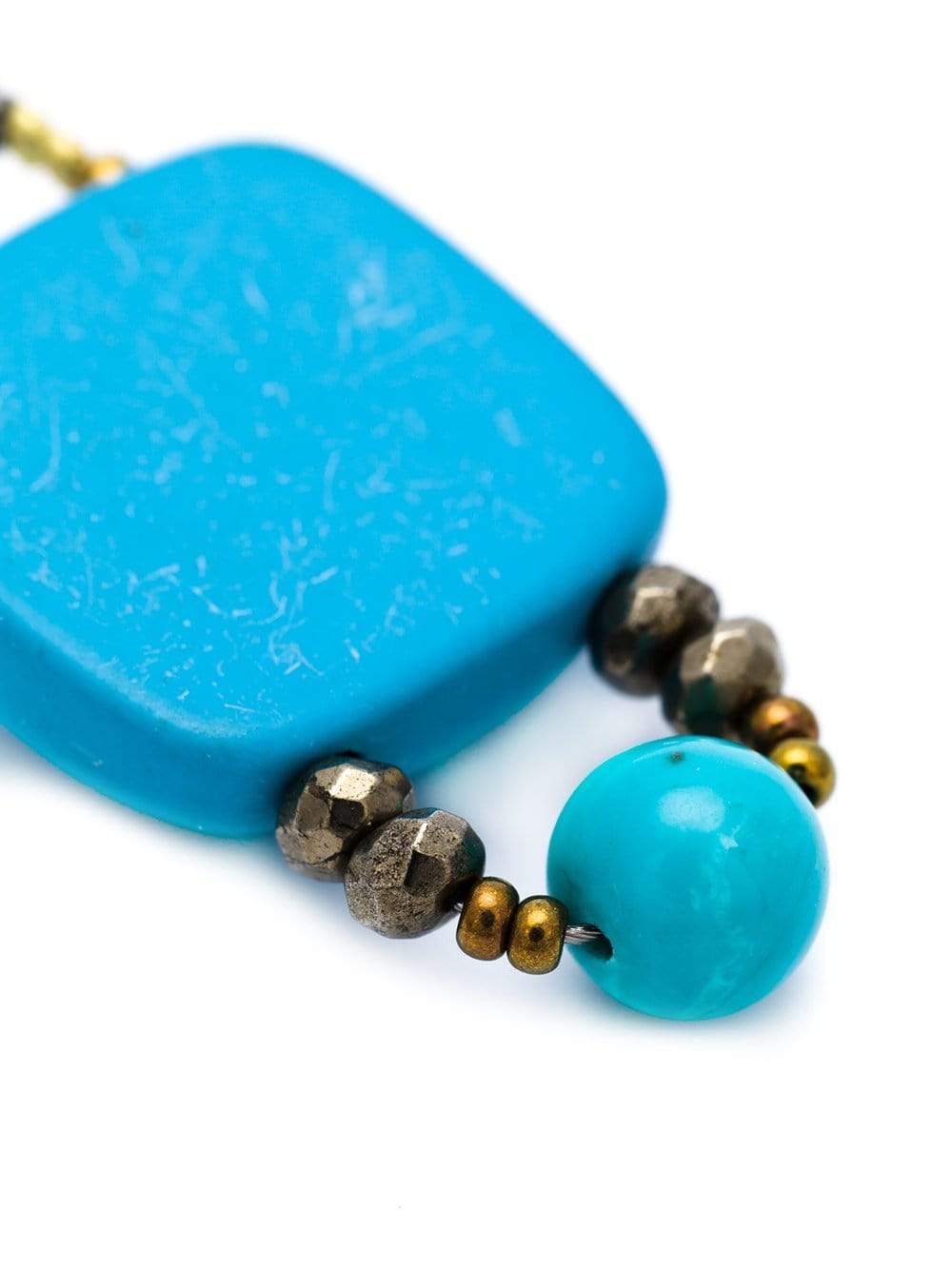 ZIIO-Armonia Pyrite Stone And Bead Earrings-TURQ