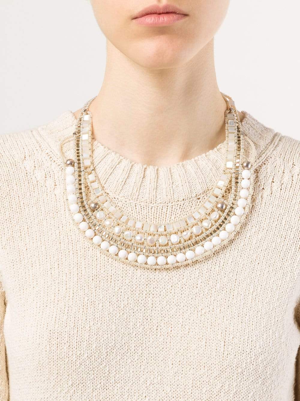 ZIIO-Nil Nacre Multi-Stone Pearl Necklace-WHITE