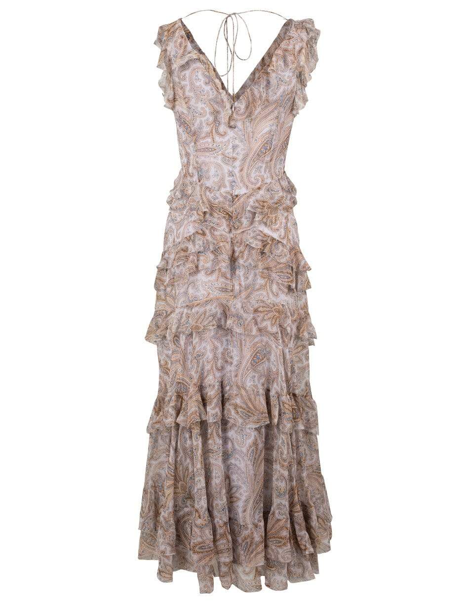 ZIMMERMANN-Blue Paisley Luminous Frilled Midi Dress-
