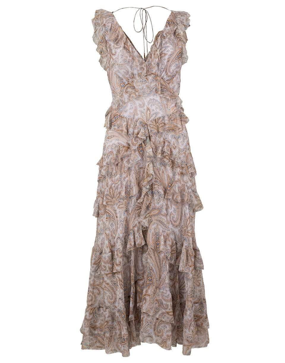 ZIMMERMANN-Blue Paisley Luminous Frilled Midi Dress-