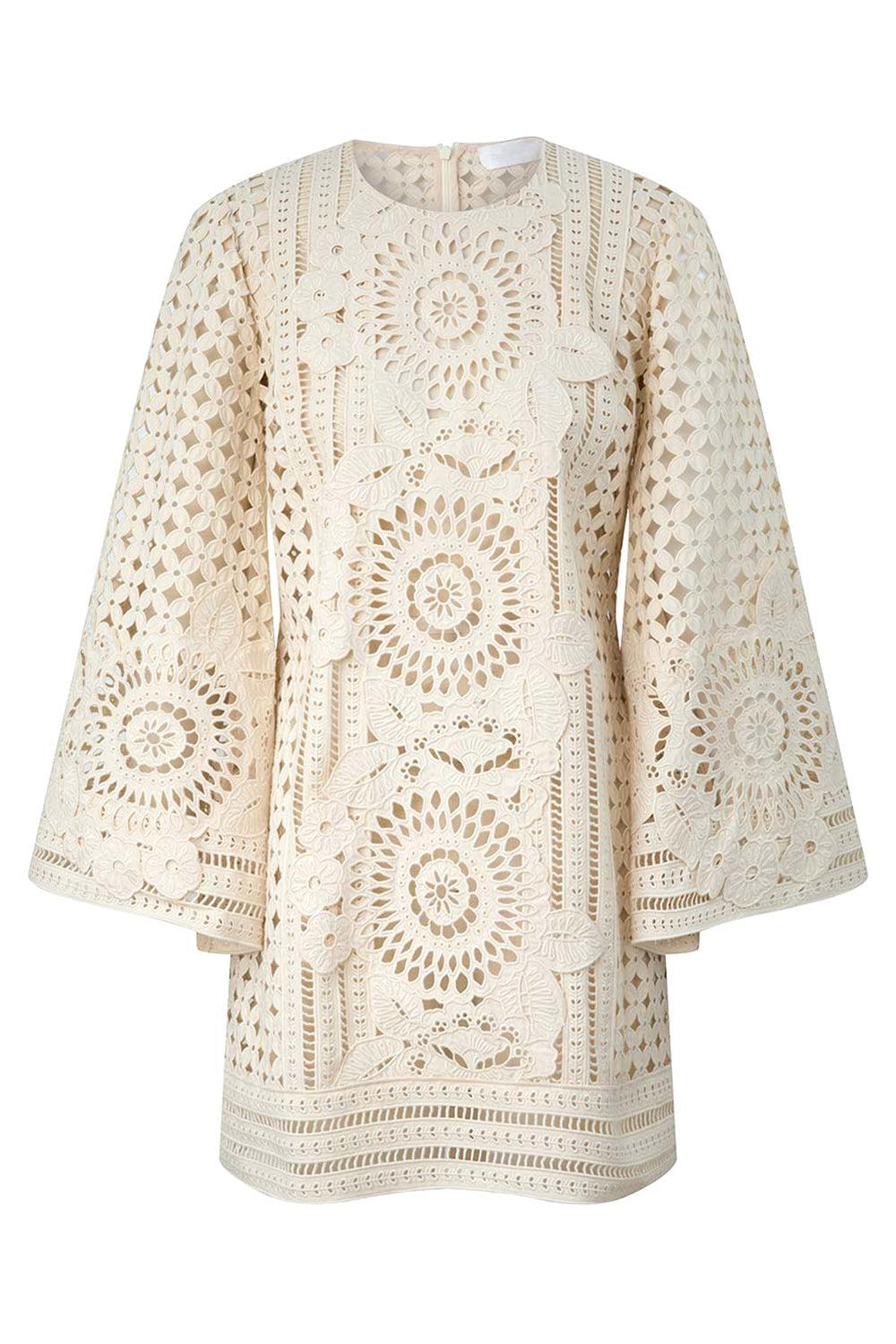 Indra Embroidered Mini Dress-BROWN-0P-CLOTHINGDRESSCASUAL-ZIMMERMANN