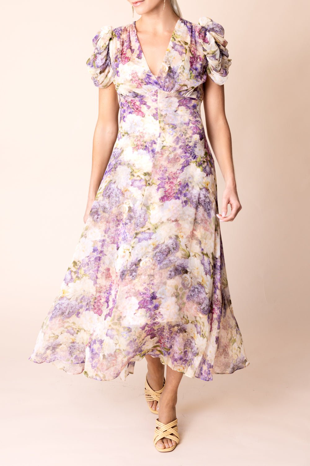 ZIMMERMANN-Lyrical Gather Sleeve Midi Dress-