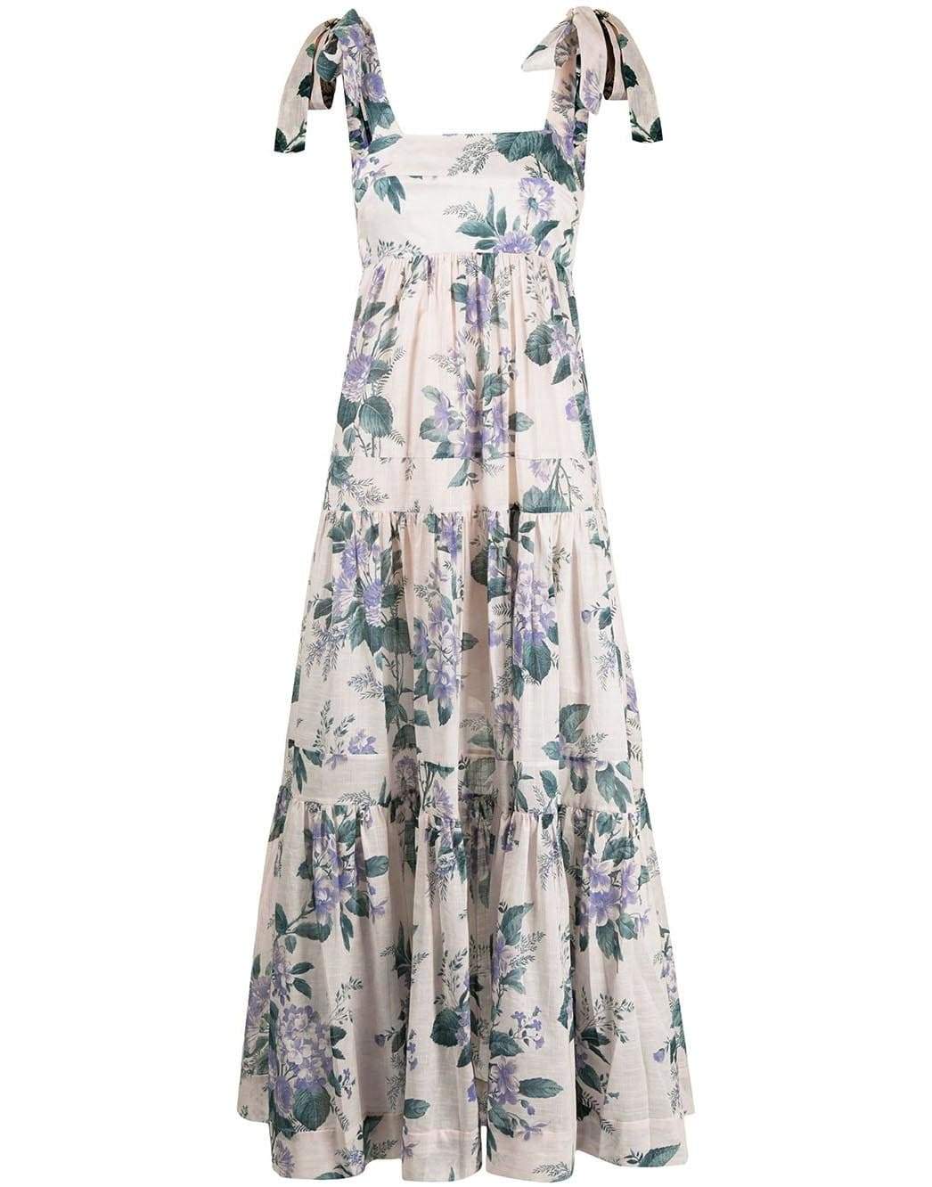 ZIMMERMANN-Cassia Tie Shoulder Midi Dress-