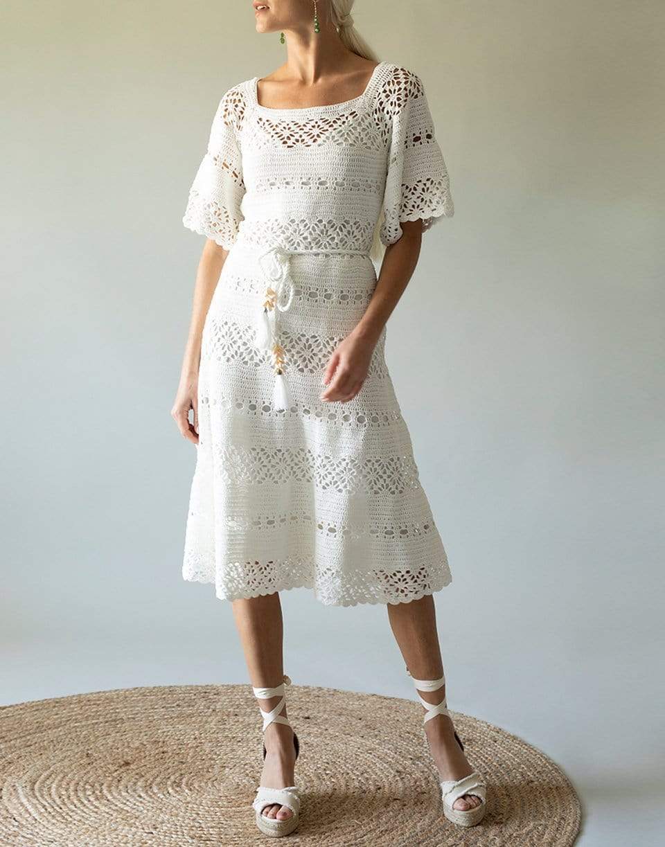 ZIMMERMANN-Ivory Cassia Crochet Dress-