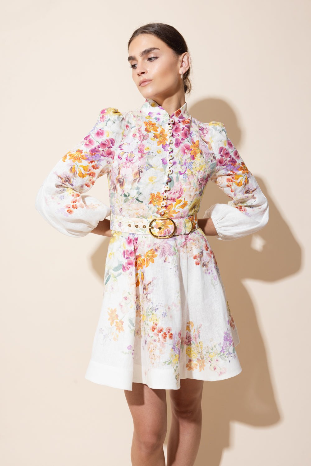 ZIMMERMANN-Natura Buttoned Mini Dress-