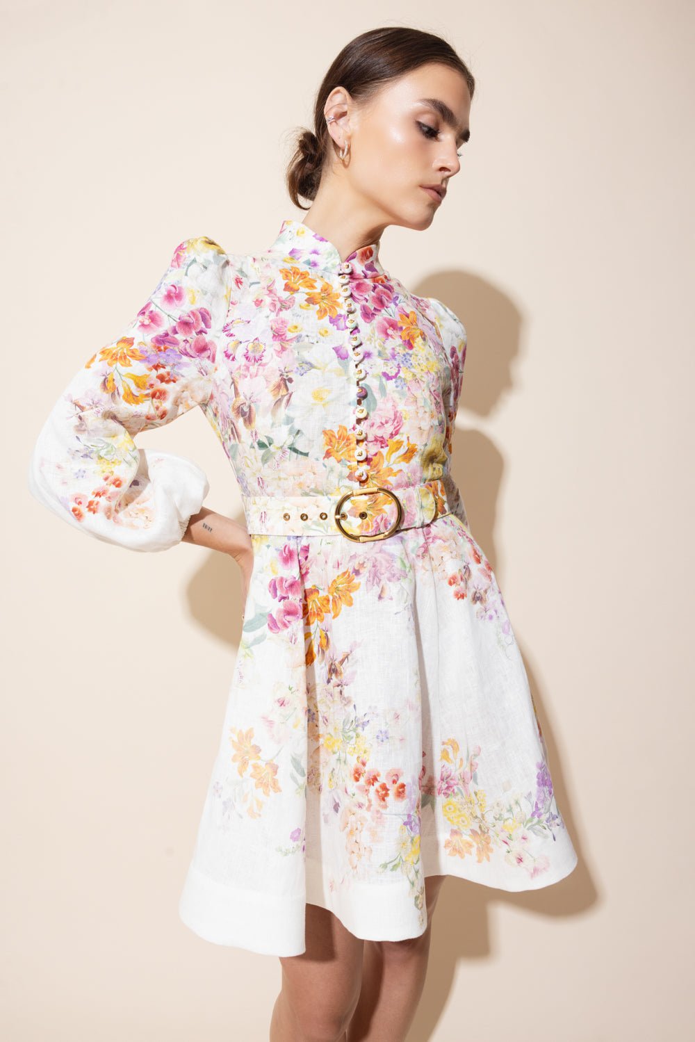 ZIMMERMANN-Natura Buttoned Mini Dress-