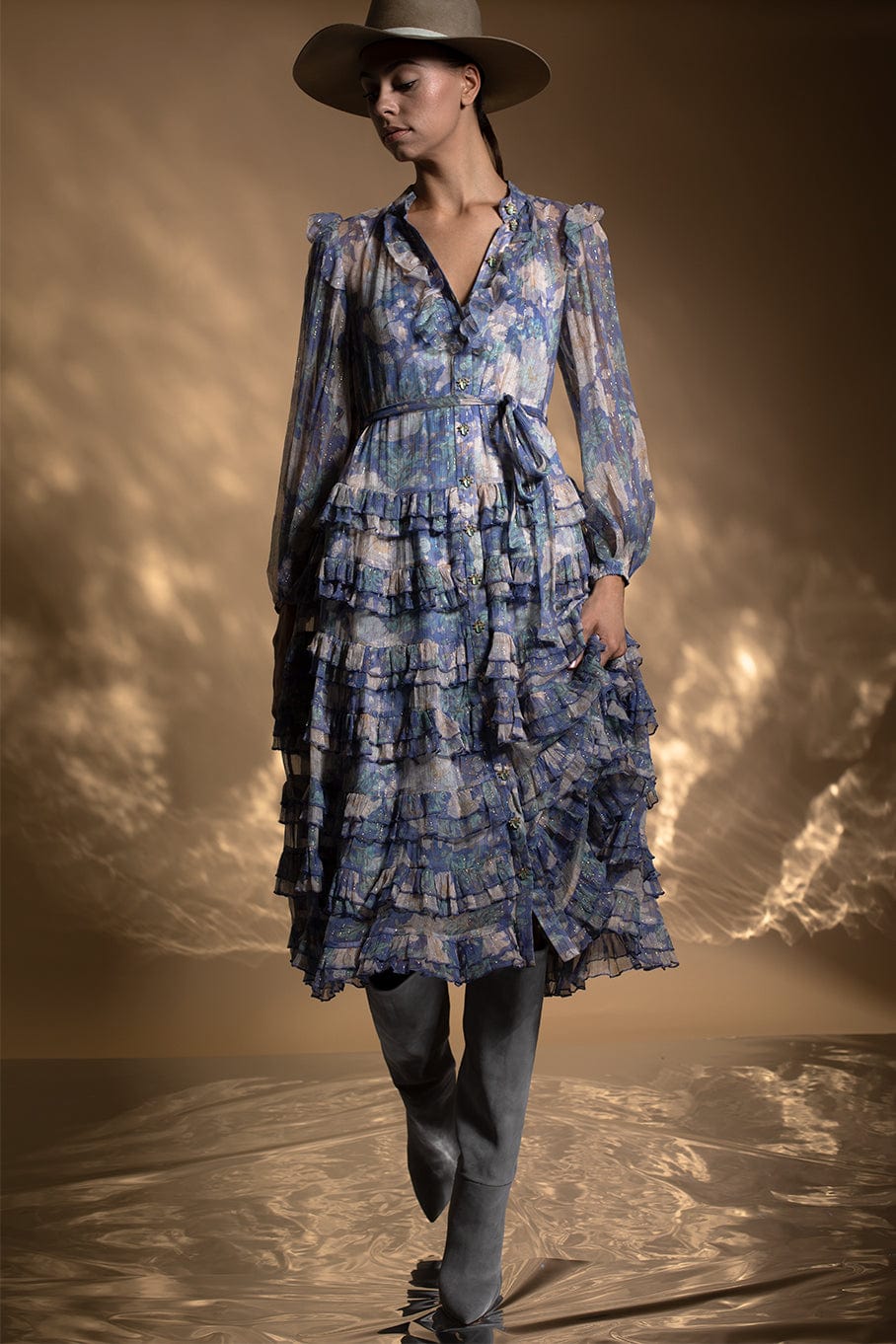 ZIMMERMANN-Cosmic Midi Scallop Dress-