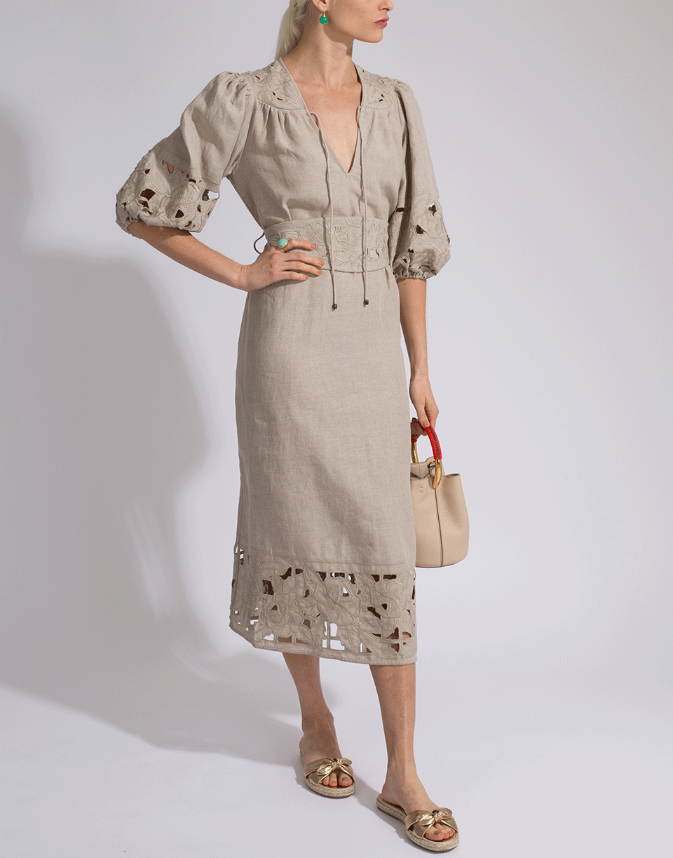 ZIMMERMANN-Juno Embroidered Yoke Dress-