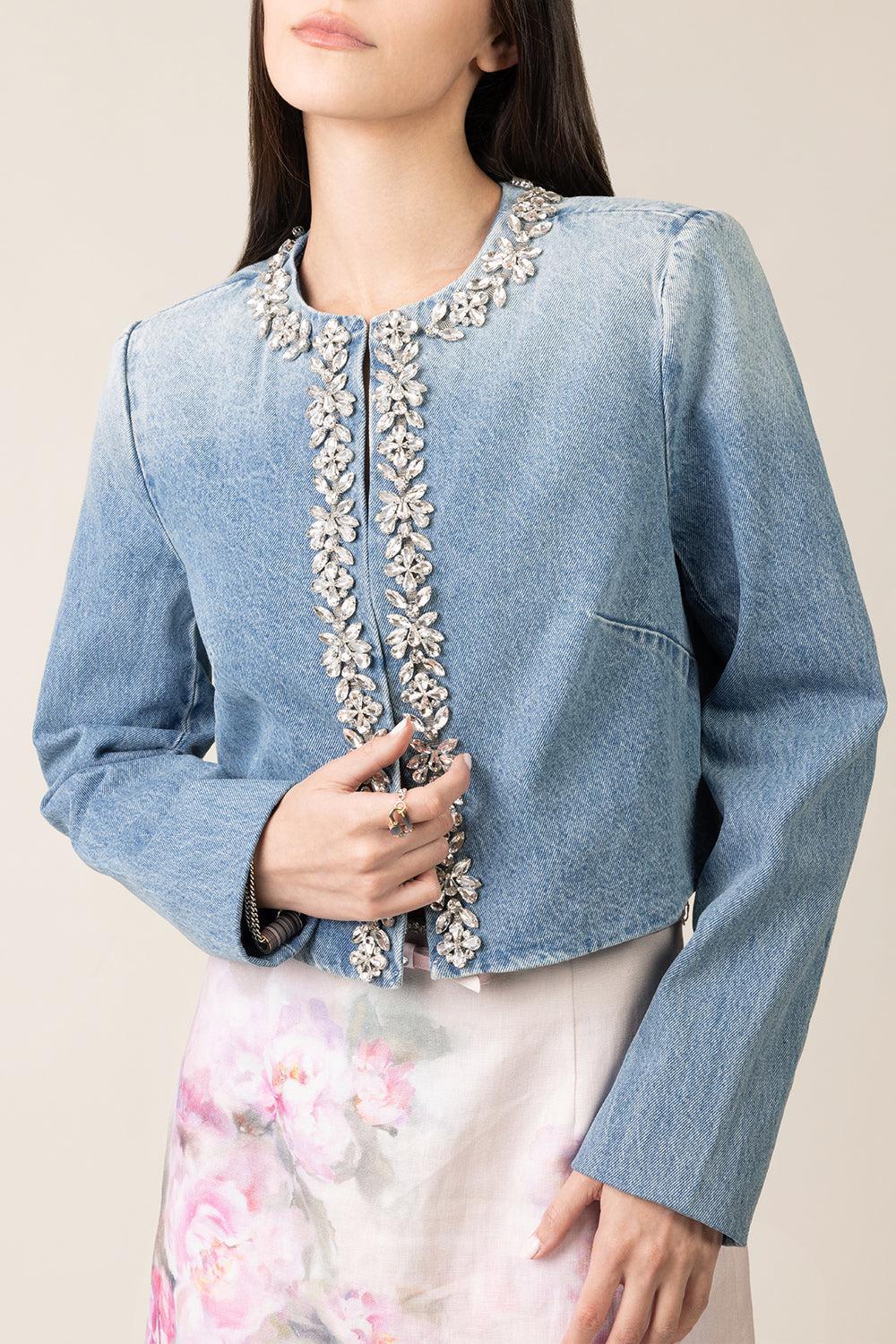 Crush Embellished Denim Jacket-BLUMOON-1-CLOTHINGJACKETDENIM-ZIMMERMANN