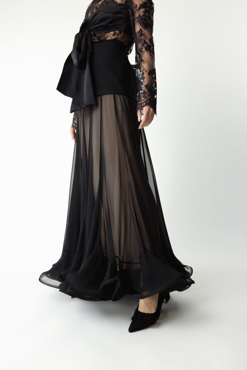 ZIMMERMANN-Illustration Flounce Skirt-BLACK