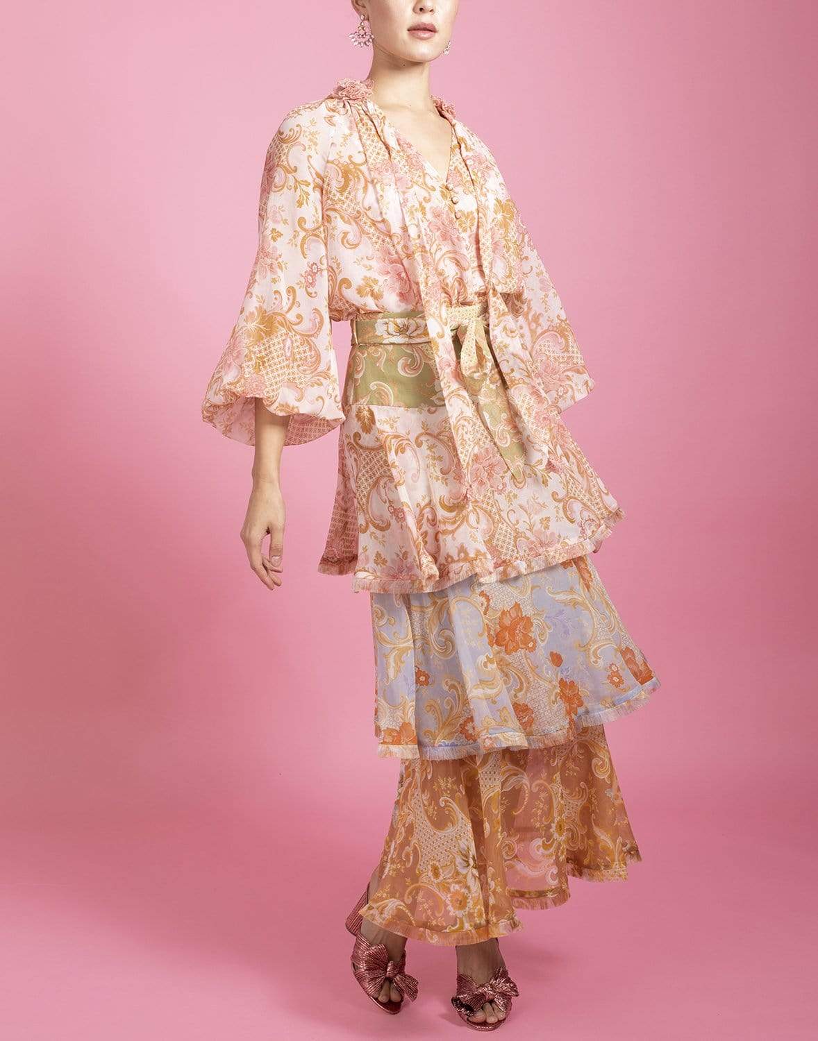 ZIMMERMANN-Postcard Flounce Midi Skirt-