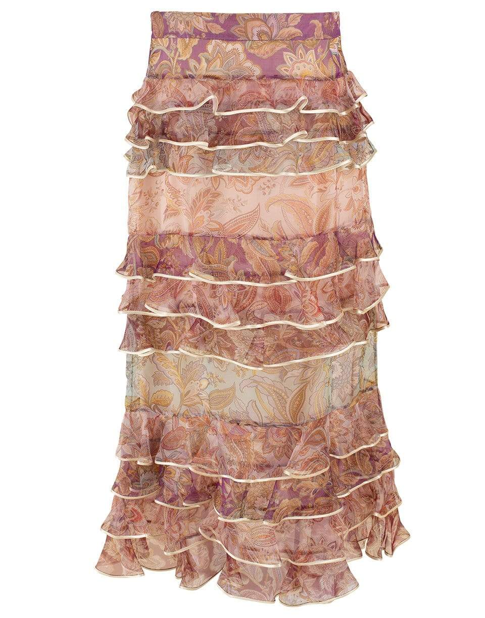 ZIMMERMANN-Spliced Jacobean Lucky Tiered Skirt-