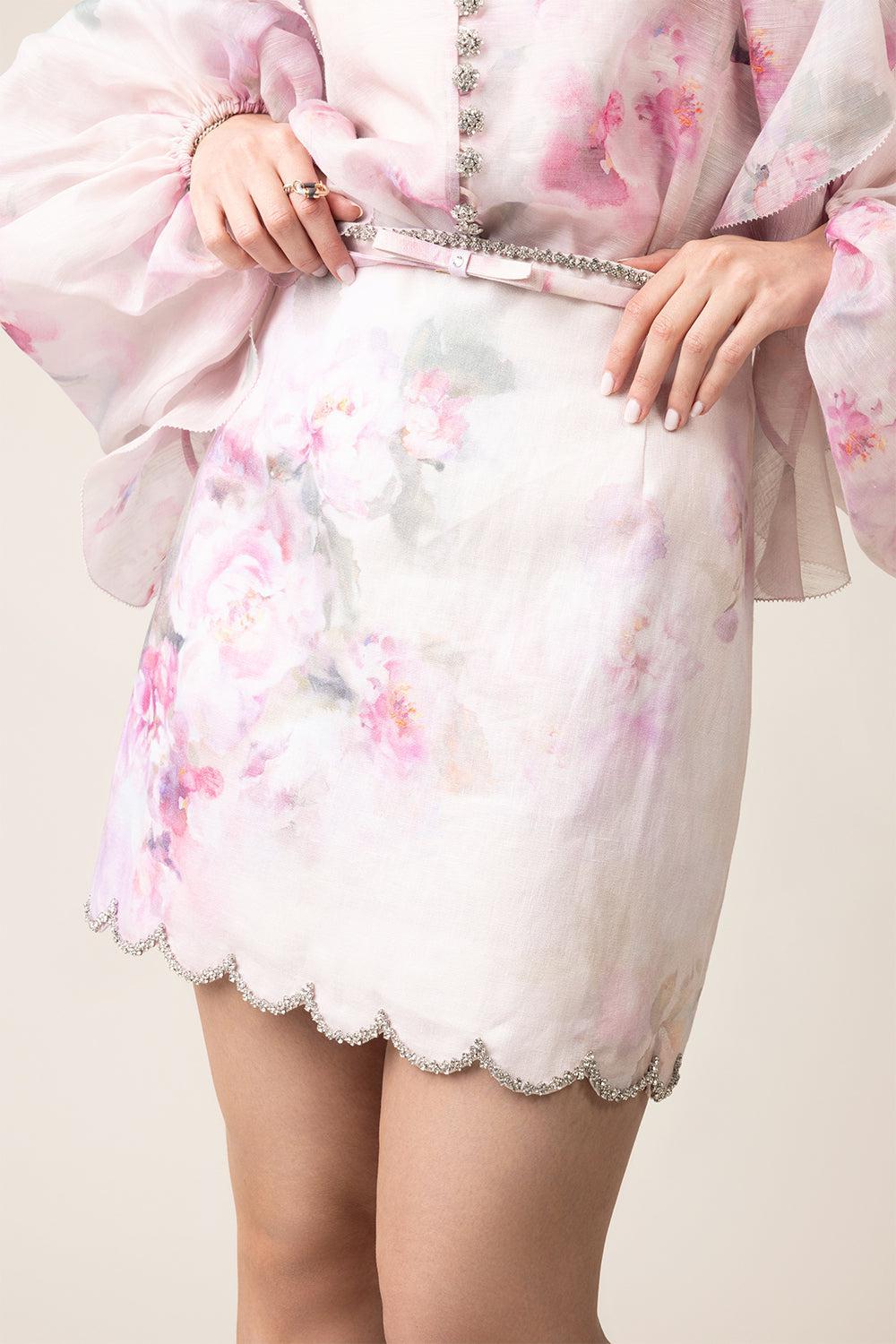 Crush Scalloped Mini Skirt-PNKFLRL-0-CLOTHINGSKIRTMINI-ZIMMERMANN