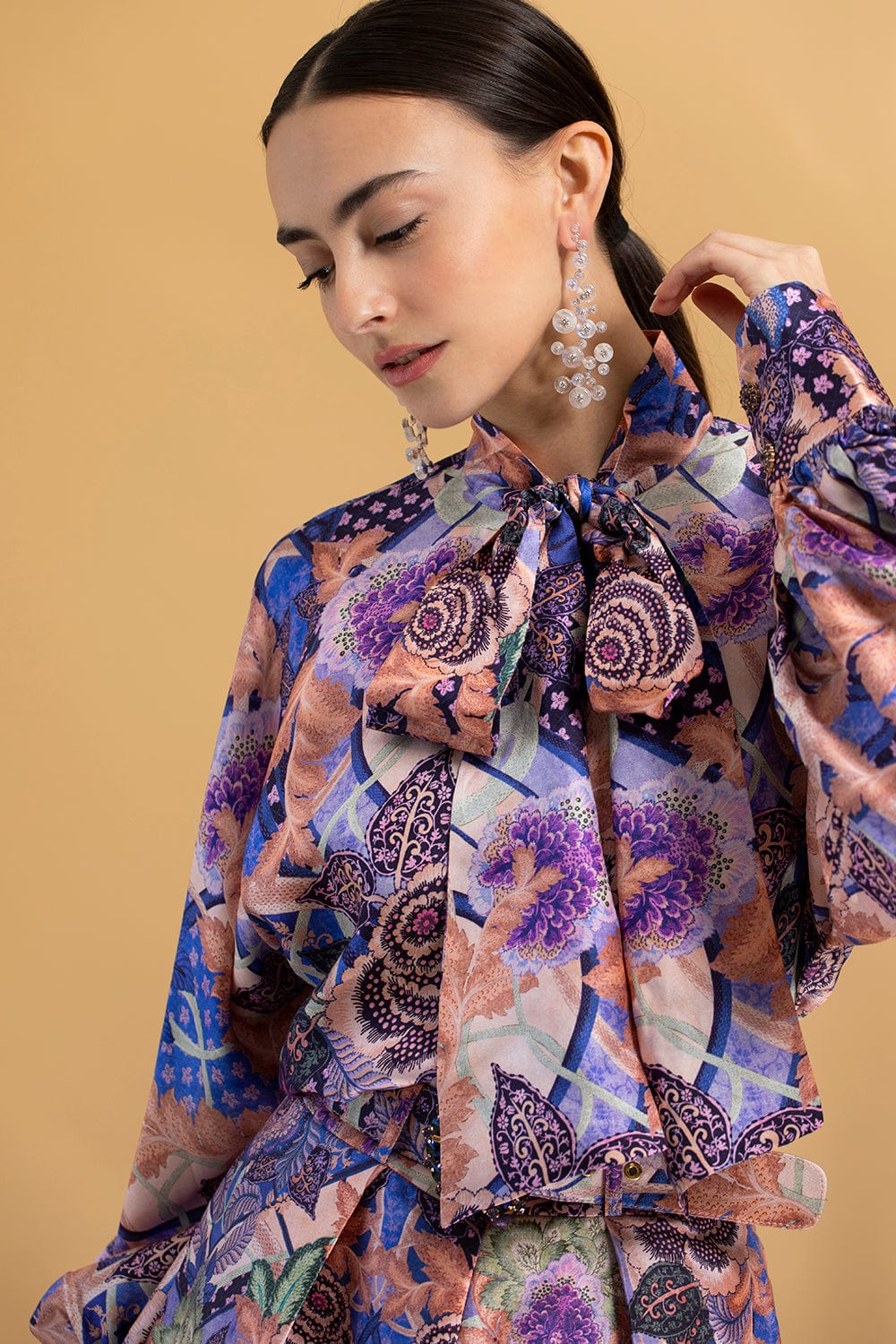 ZIMMERMANN-Celestial Tie Neck Blouse-