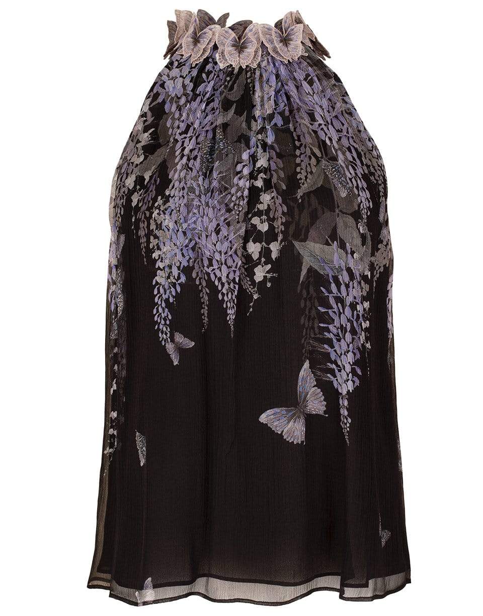 ZIMMERMANN-Black Lavender Tea Botanica Short Sleeve Blouse-