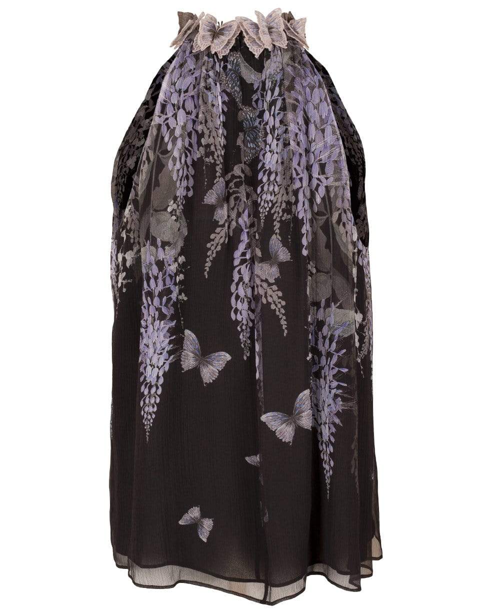 ZIMMERMANN-Black Lavender Tea Botanica Short Sleeve Blouse-