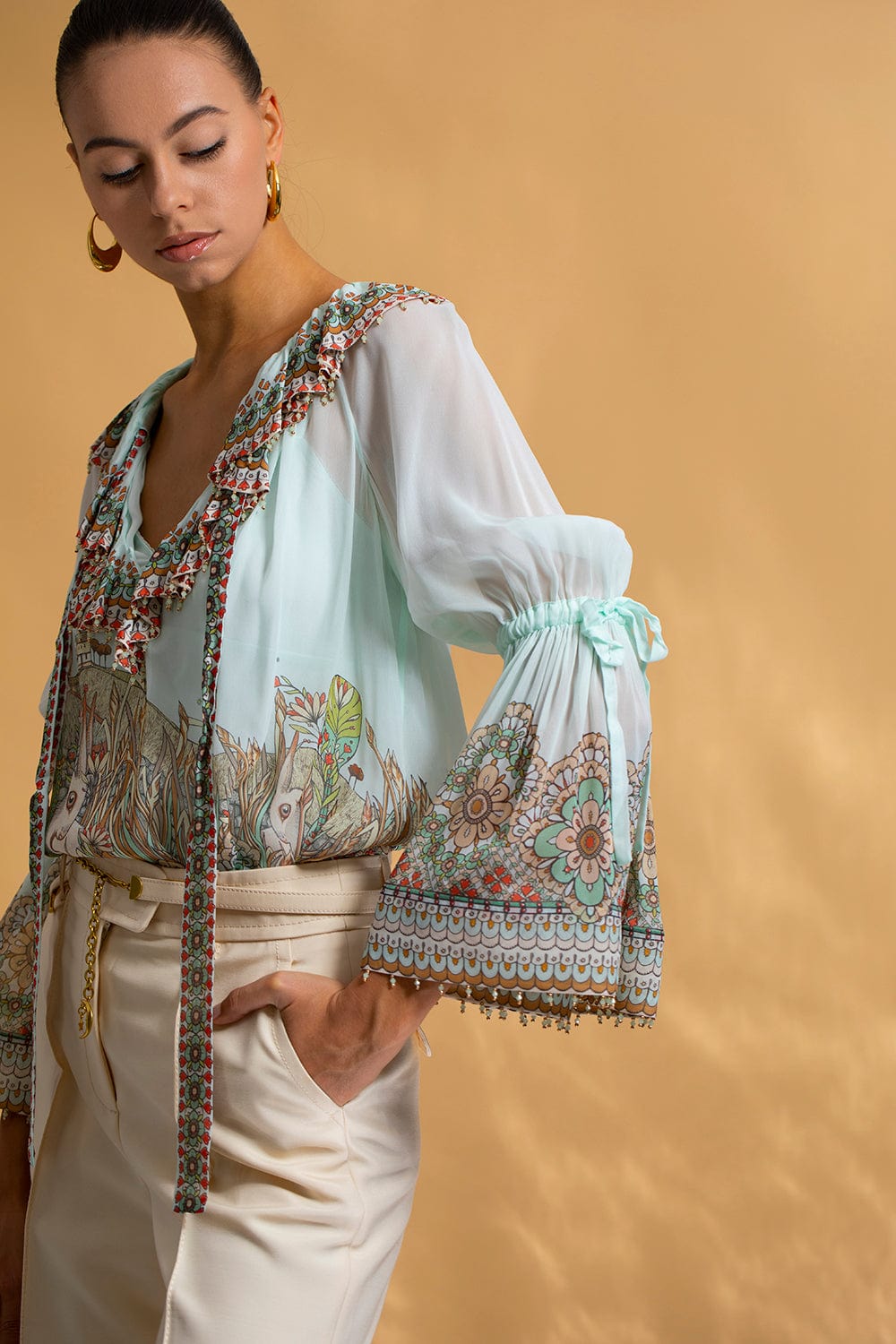 ZIMMERMANN-Kaleidoscope Ruffle Blouse-