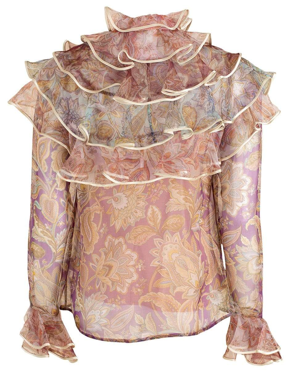 ZIMMERMANN-Spliced Jacobean Lucky Tiered Blouse-