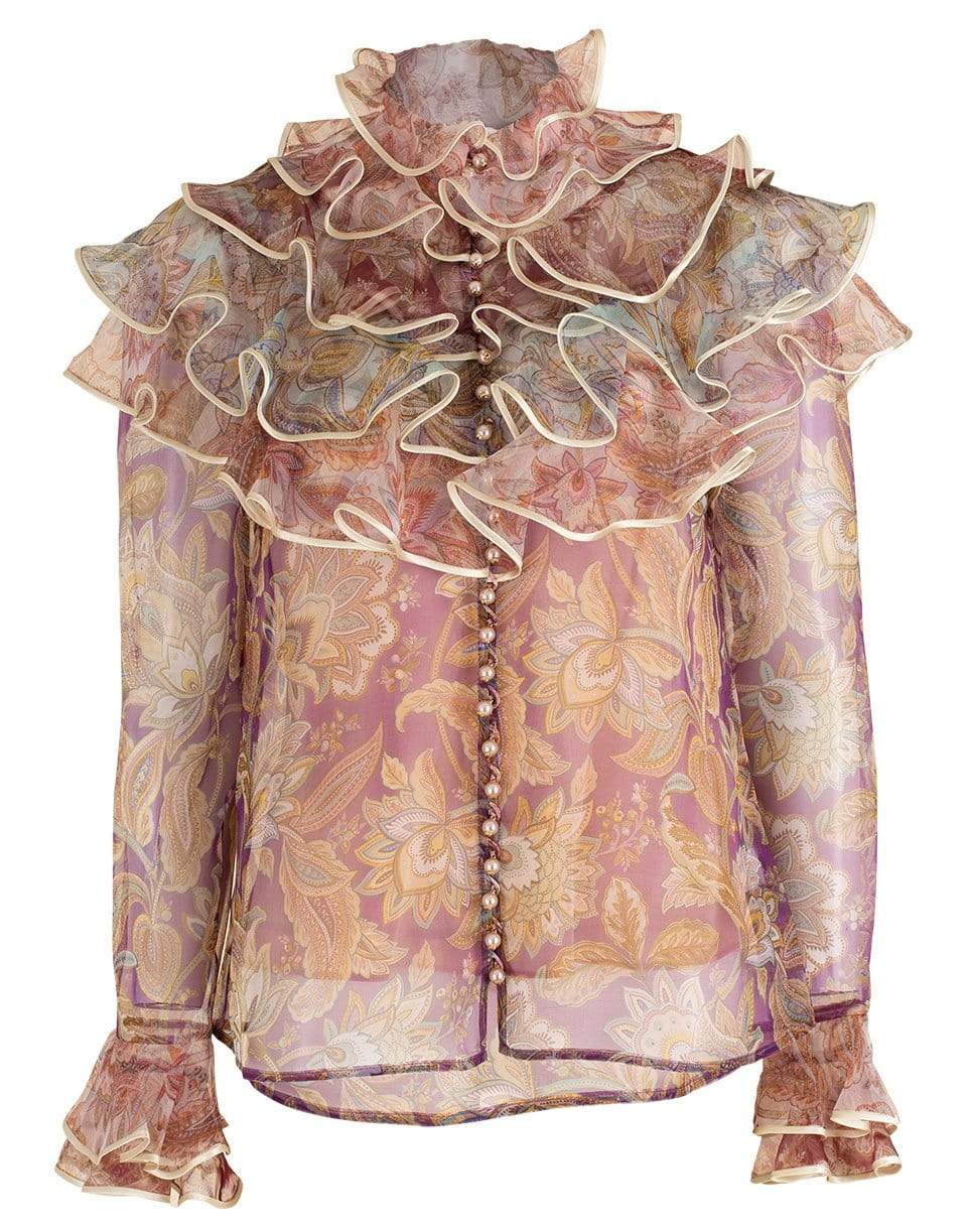 ZIMMERMANN-Spliced Jacobean Lucky Tiered Blouse-