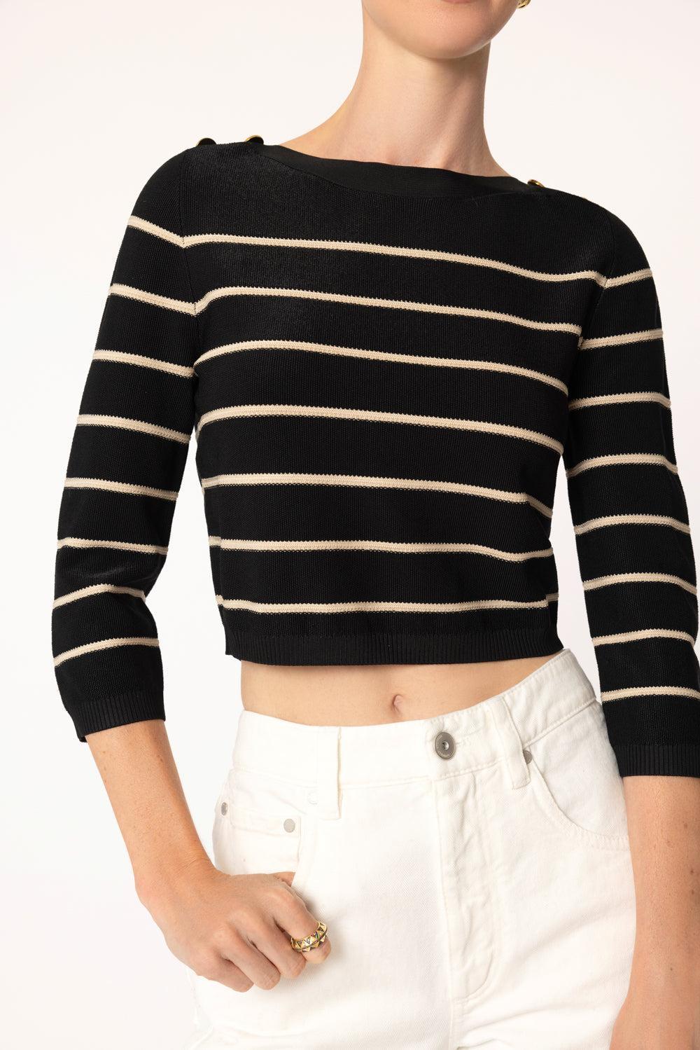 Crush Stripe Crop Top-BLACK/CREAM-0P-CLOTHINGTOPKNITS-ZIMMERMANN