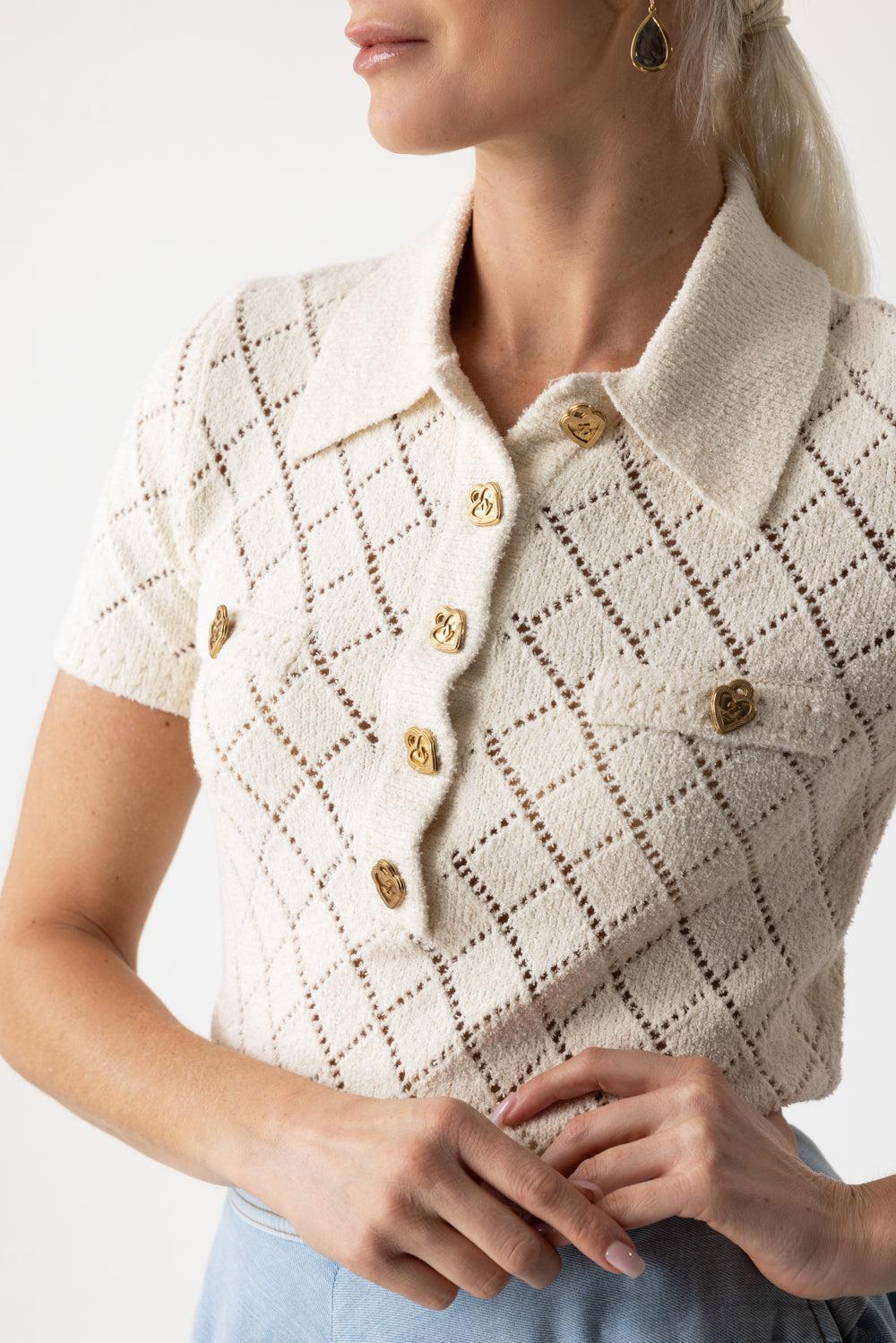 ZIMMERMANN-Crush Polo Top - Cream-