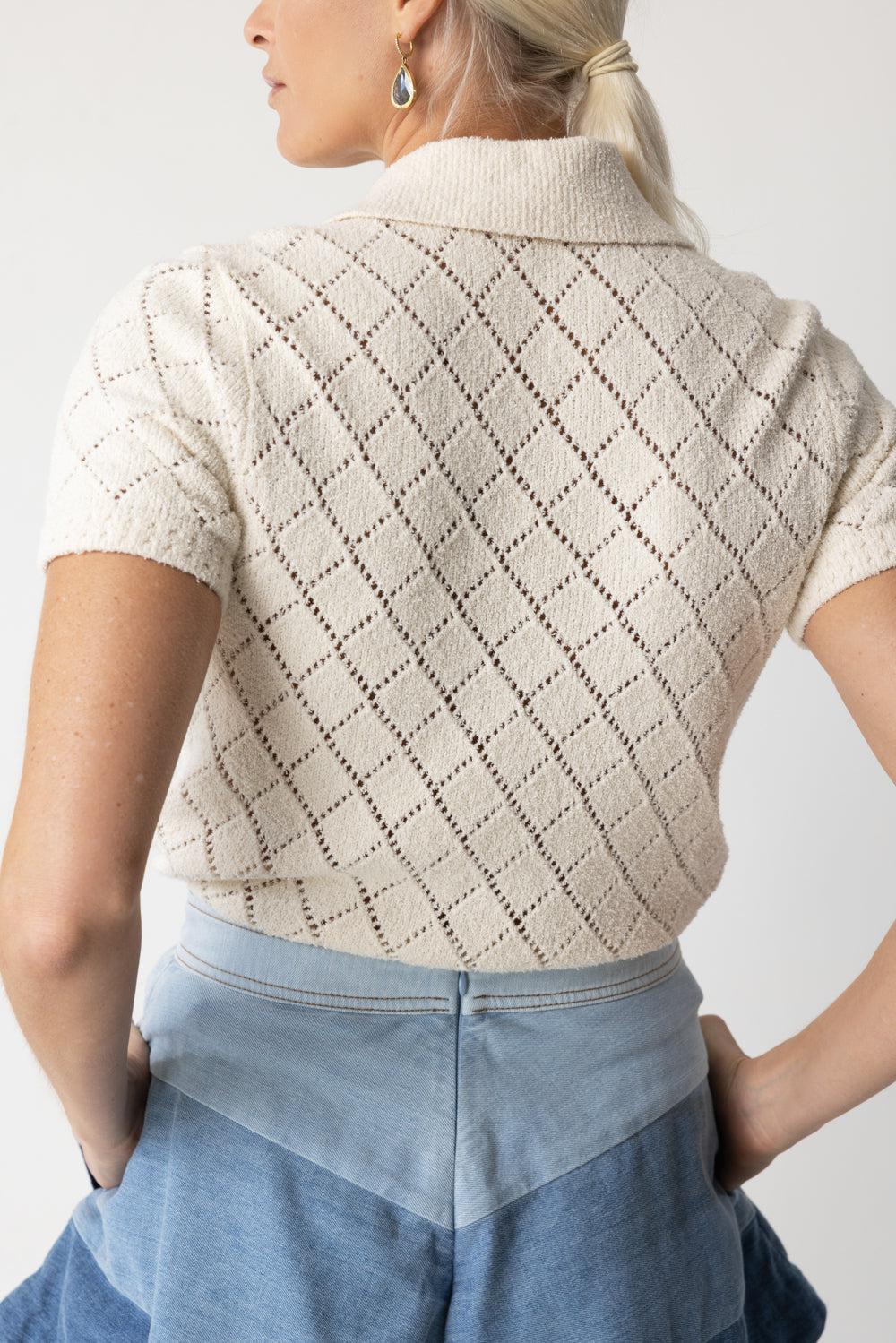 ZIMMERMANN-Crush Polo Top - Cream-