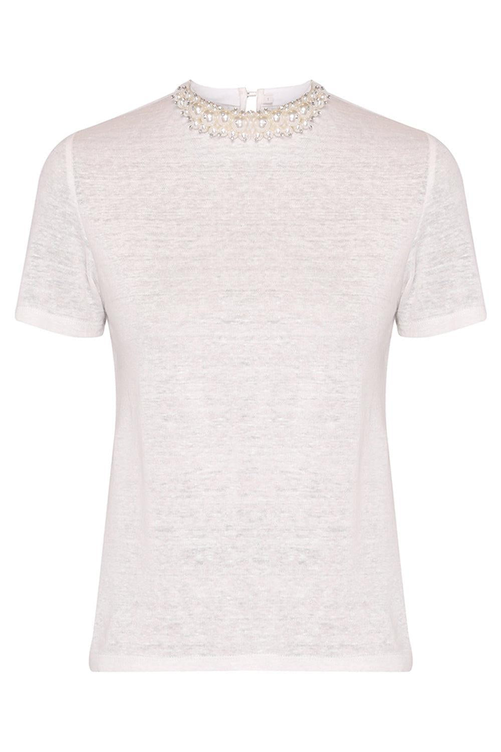 ZIMMERMANN-Crush Embellished Tee - Ivory-