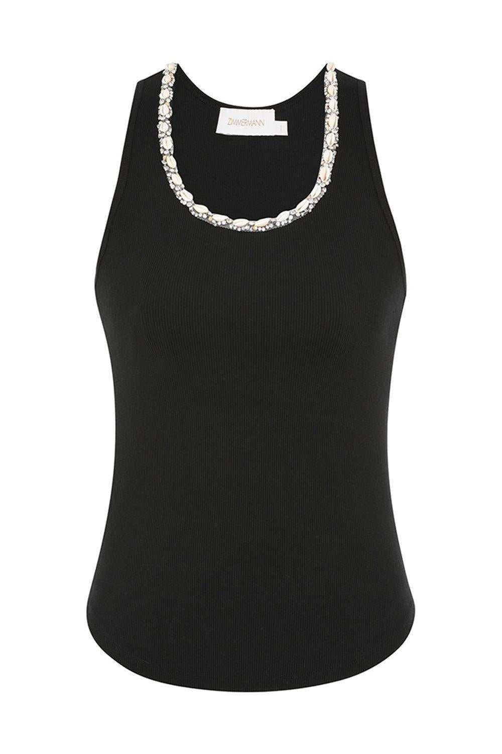 Illuminate Embellished Tank - Black-BLACK-0-CLOTHINGTOPTANK-ZIMMERMANN