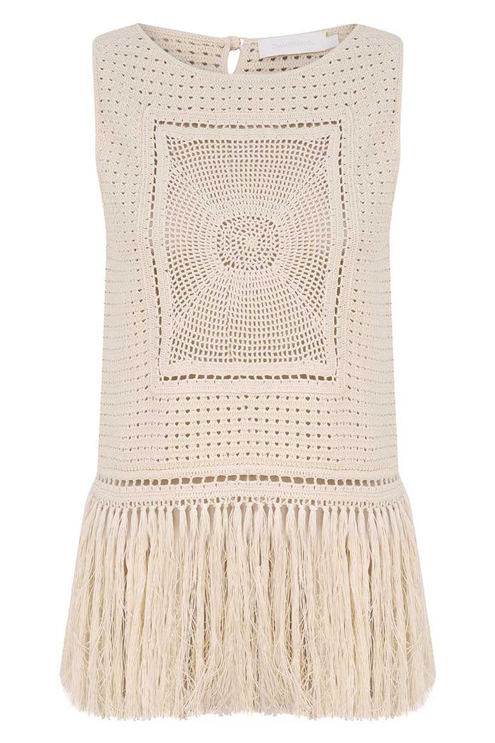Indra Fringe Tank-CREAM-0-CLOTHINGTOPTANK-ZIMMERMANN