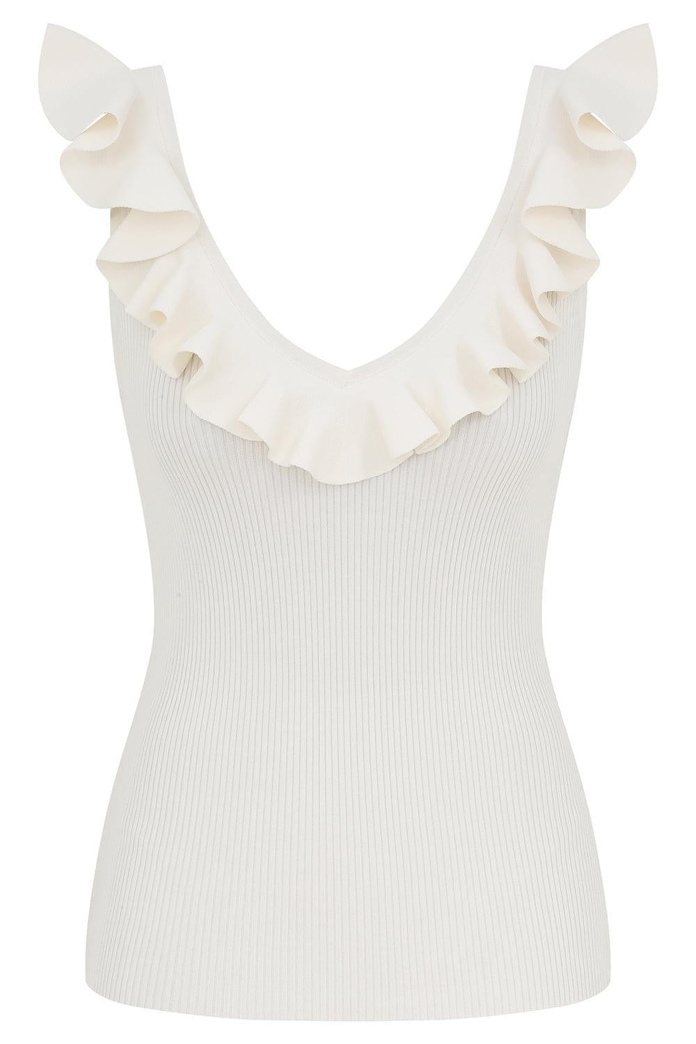 Awaken Frill Top-WHITE-0-CLOTHINGTOPTANK-ZIMMERMANN