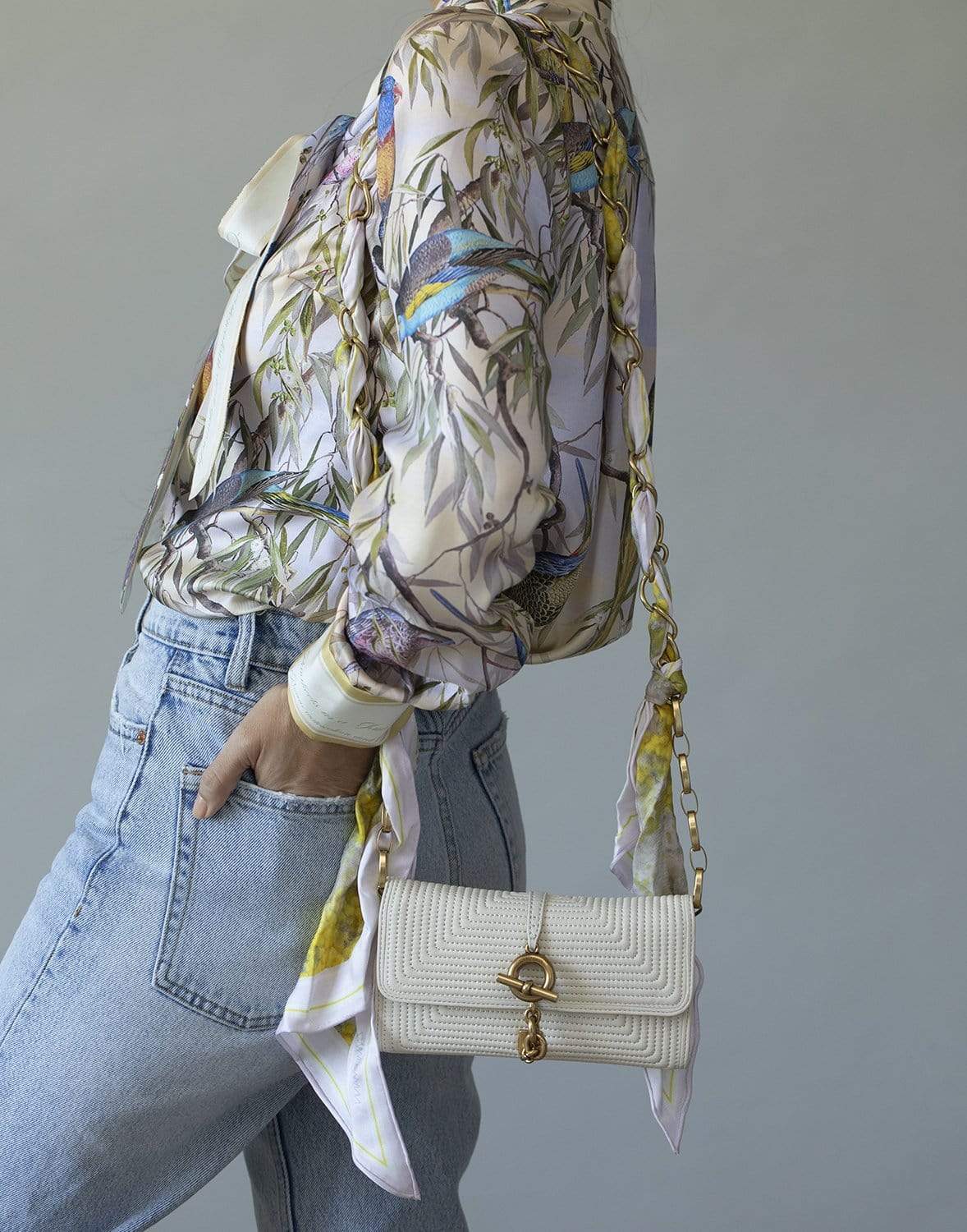 ZIMMERMANN-Ivory Quilted Evening Mini Scarf Bag-IVORY