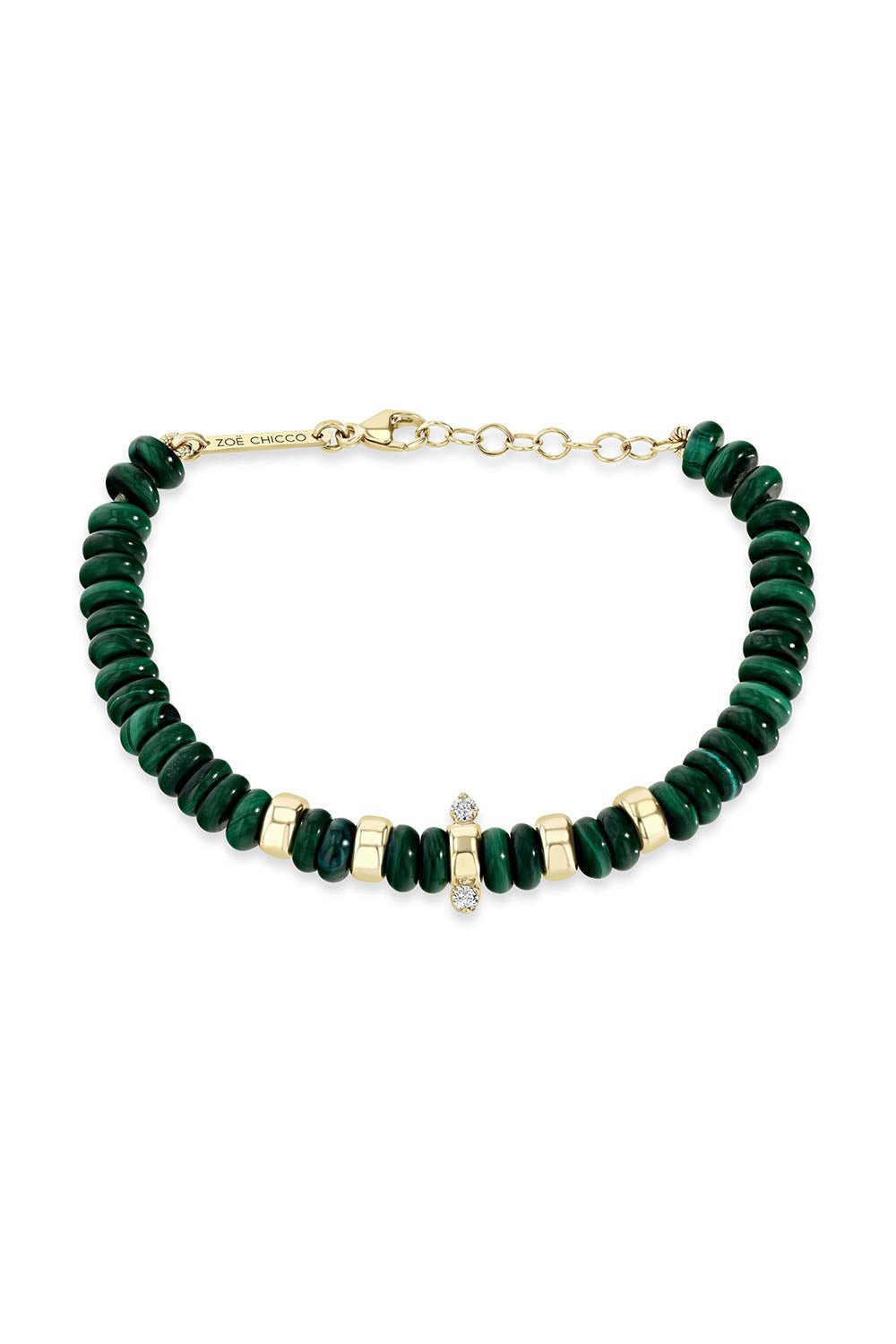 ZOE CHICCO-Diamond Malachite Beaded Bracelet-YELLOW GOLD